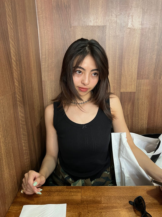 eyelet mom tank top
